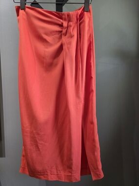 MRW&CO. Bright Orange Pleated Skirt
